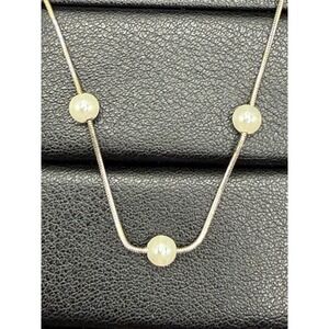 Vintage 18" Sterling Silver Genuine Pearl Station Necklace 925 53 Grams J19